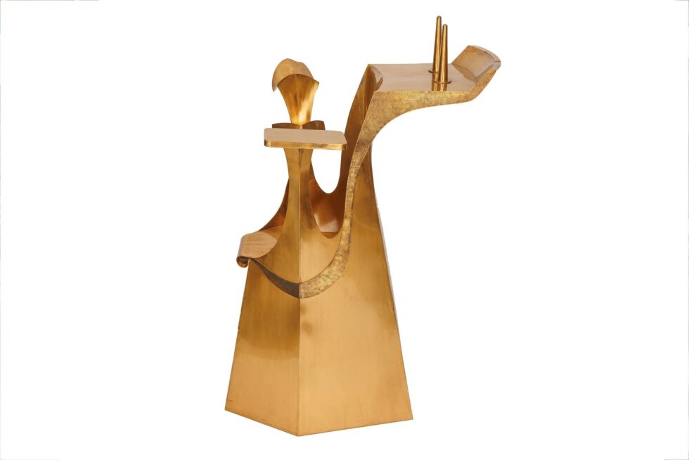 Kurt J. Matzdorf Monumental Judaica Modernist Brass Torah Stand, New York c 1970 - Image 12
