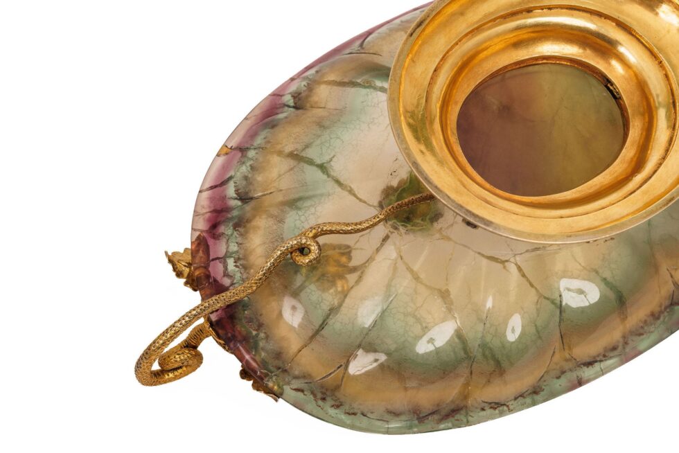 Exceptional French Renaissance Revival Jeweled Silver-Gilt Mounted Fluorite Dish - Image 11