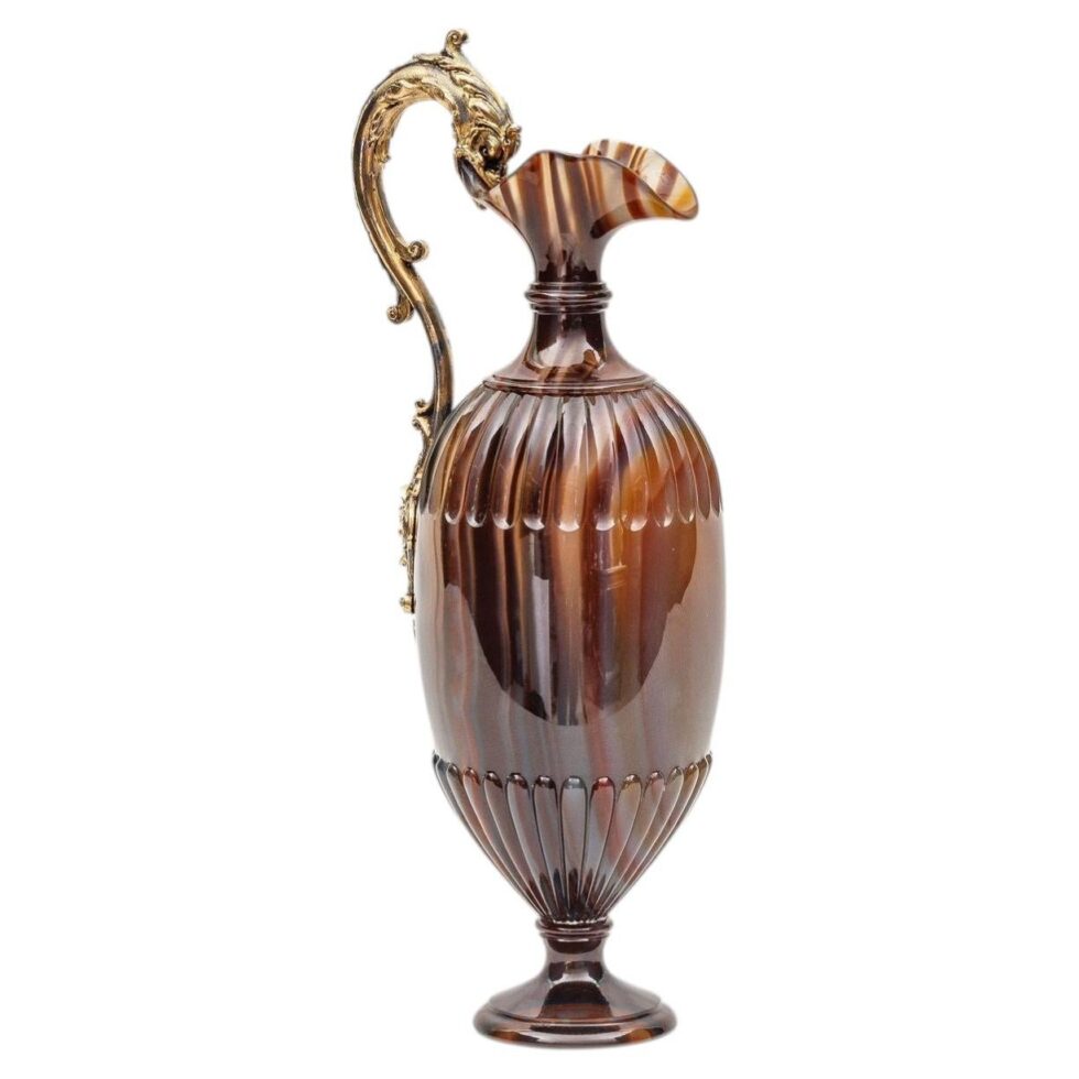Exceptional 19th Century Silver-Gilt Mounted Banded Agate Ewer Museum Provenance