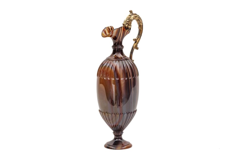 Exceptional 19th Century Silver-Gilt Mounted Banded Agate Ewer Museum Provenance - Image 6